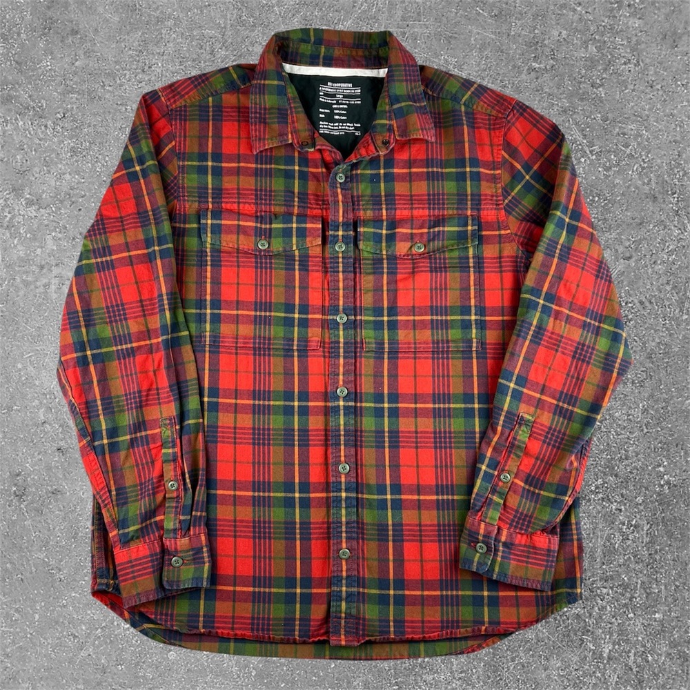 REI‎ Cooperative Flannel Shirt Mens Large Red Plaid Button Down Outdoor Cotton